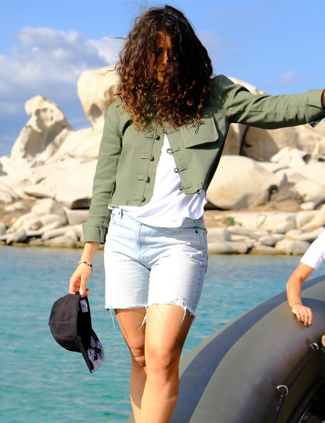 BLEU DE CHINE COURT EN COTON KAKI