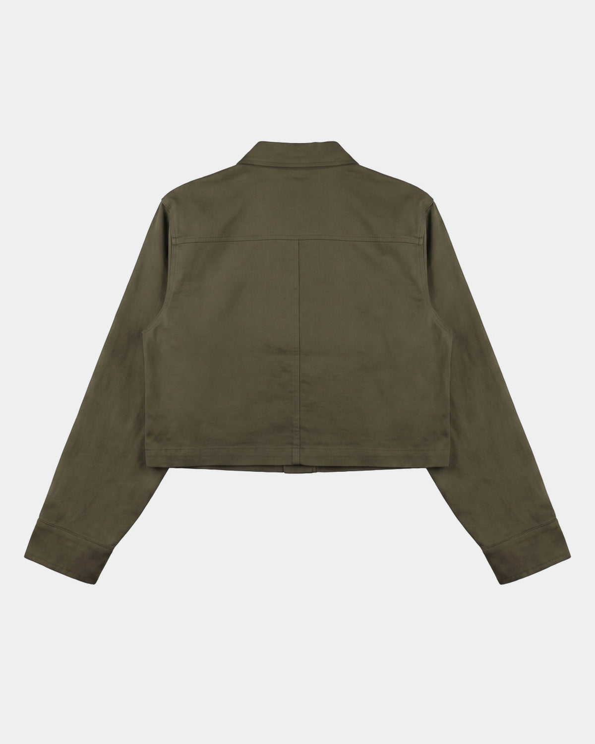 Bleu de chine court en coton kaki SGIÒ, vue de dos sur fond clair