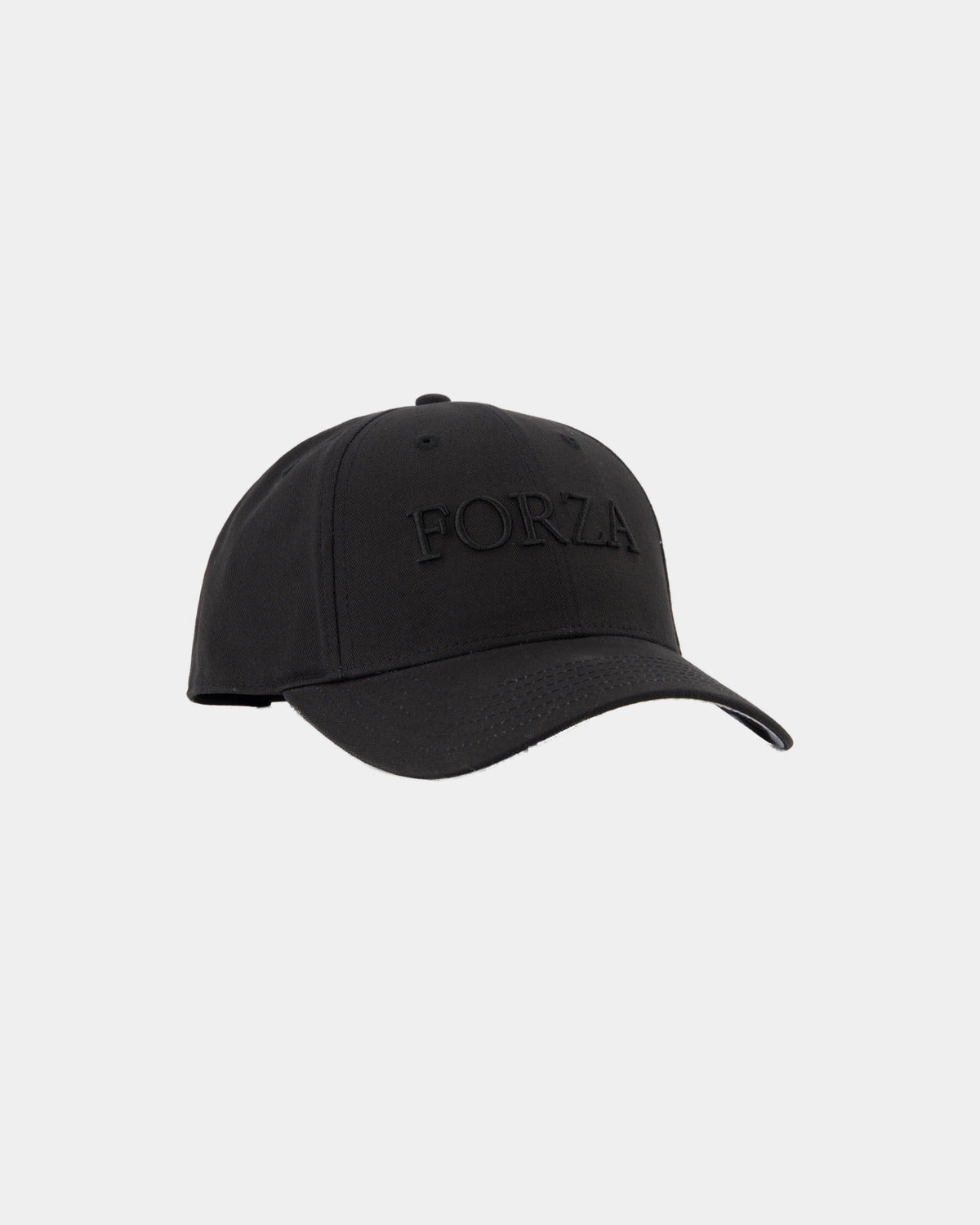 CASQUETTE NOIR COTON FORZA, vue de face sur fond clair