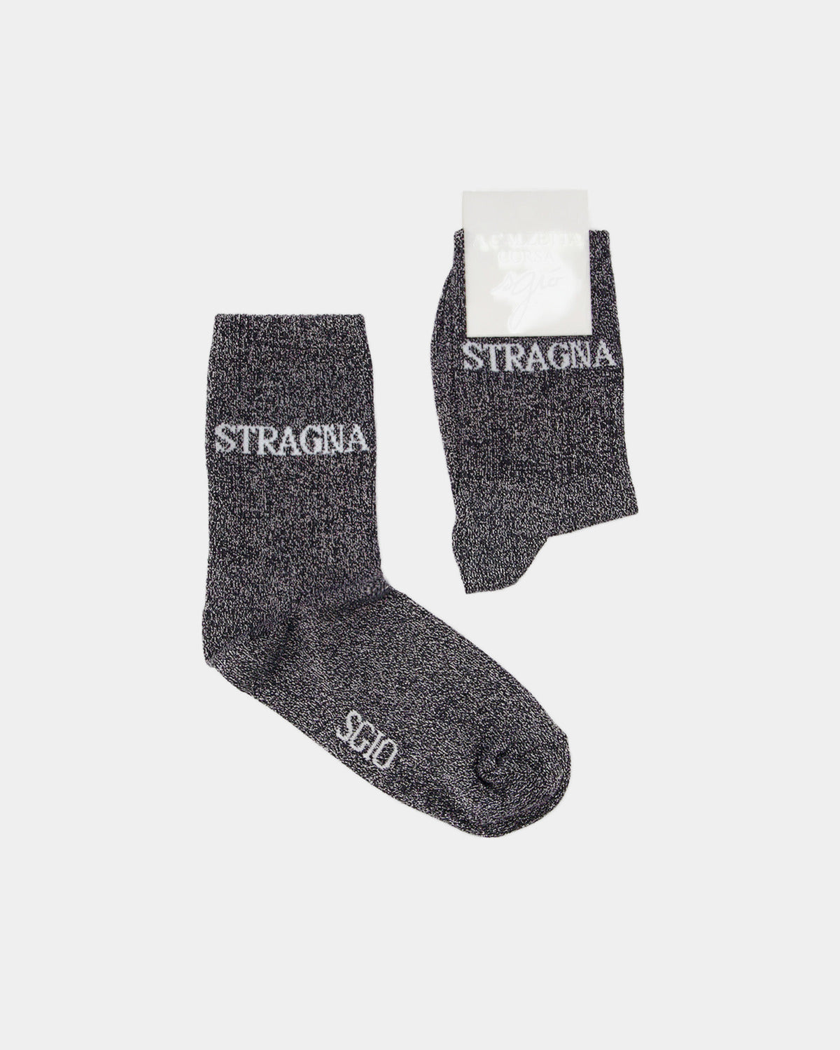 Chaussette paillette stragna, vue de face sur fond clair