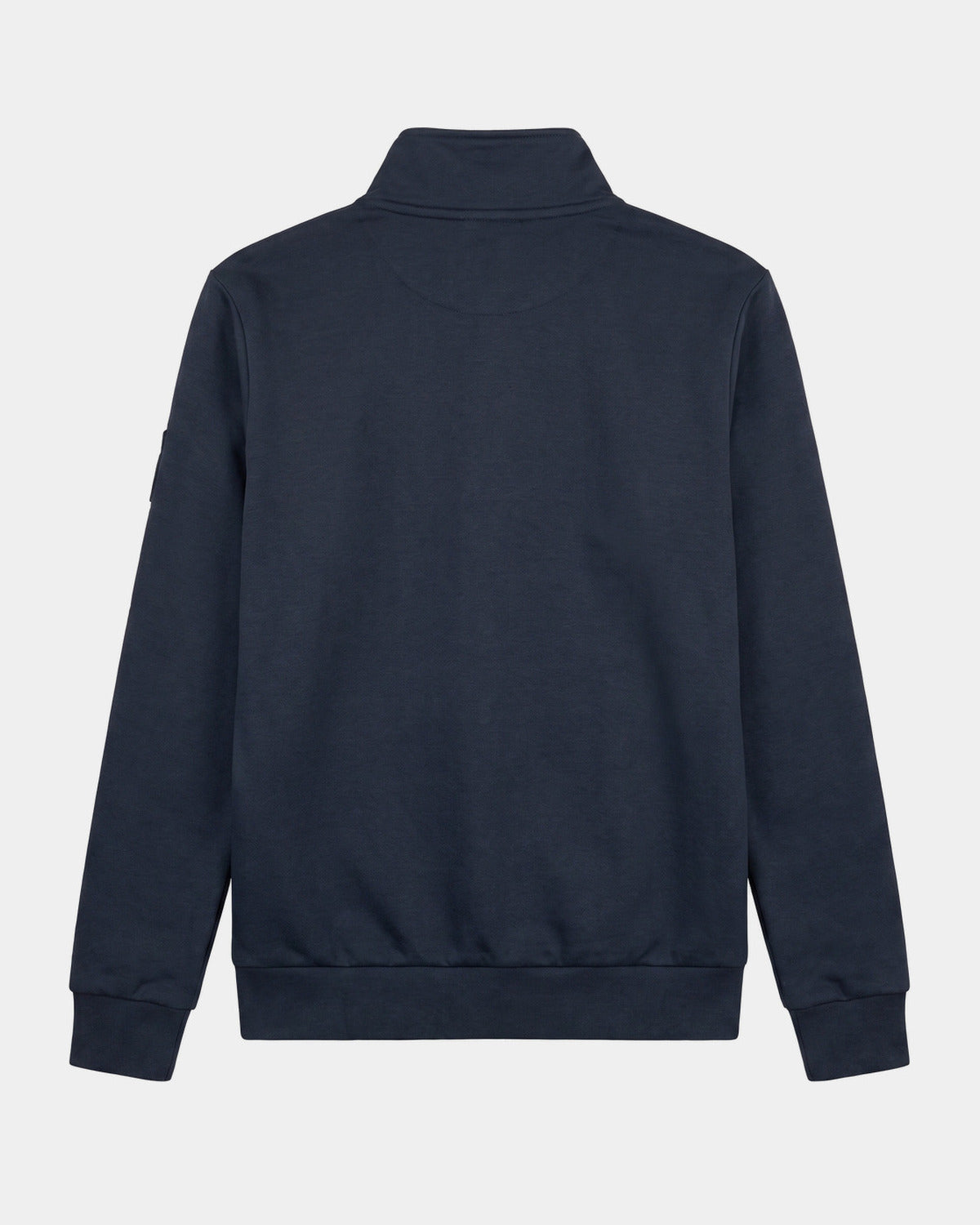 SWEAT-SHIRT COL CHEMINÉ NAVY, vue de dos sur fond clair