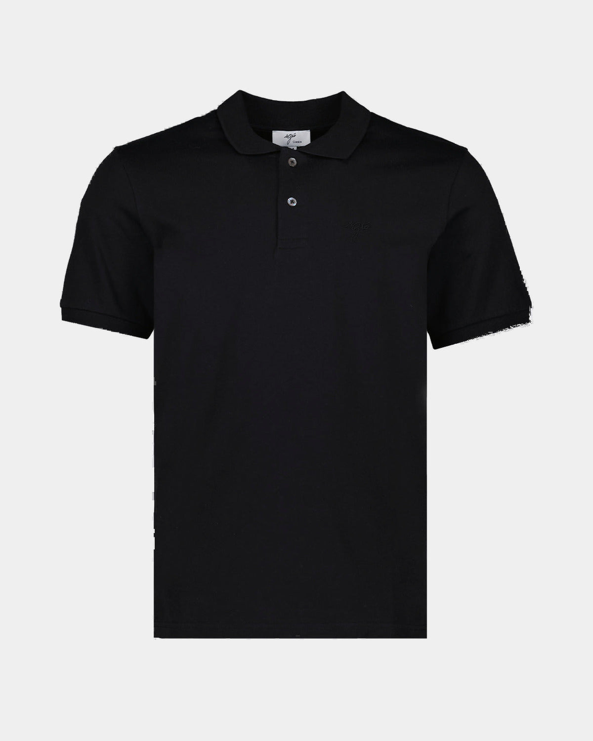 POLO COTON CLASSIQUE NOIR, vue de face sur fond clair
