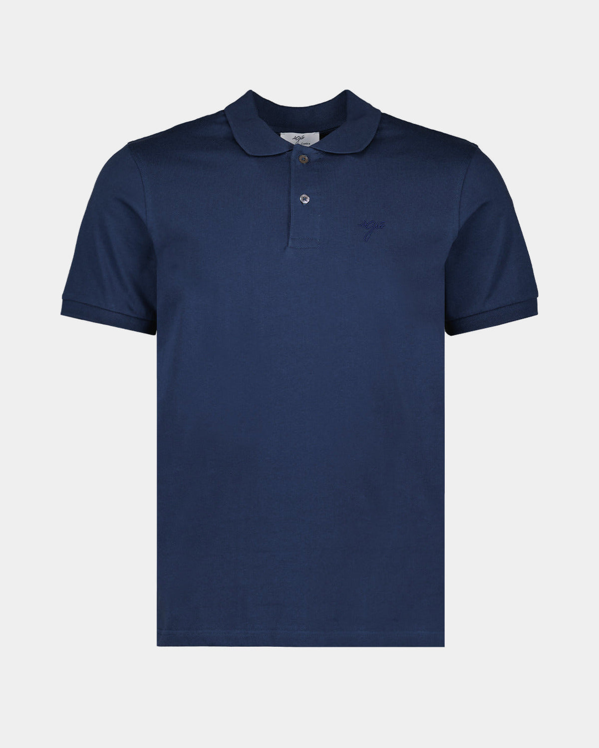 POLO COTON CLASSIQUE BLEU MARINE, vue de face sur fond clair
