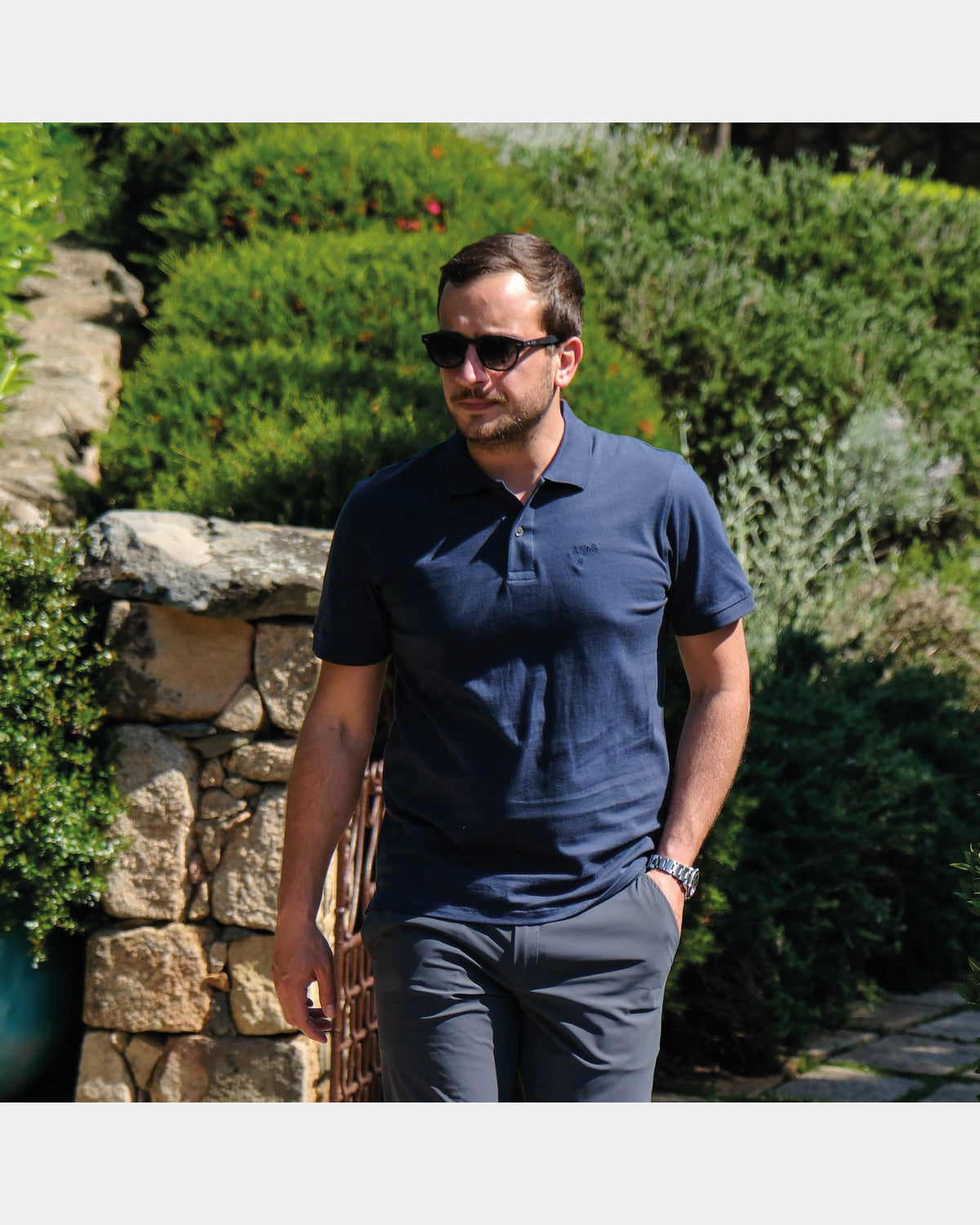 POLO COTON CLASSIQUE BLEU MARINE, autre vue