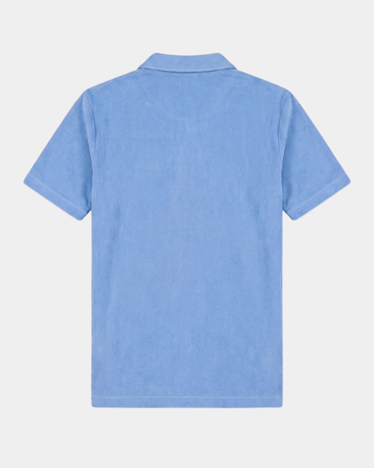 Polo Santu en éponge bleu clair SGIÒ, vue de dos sur fond clair