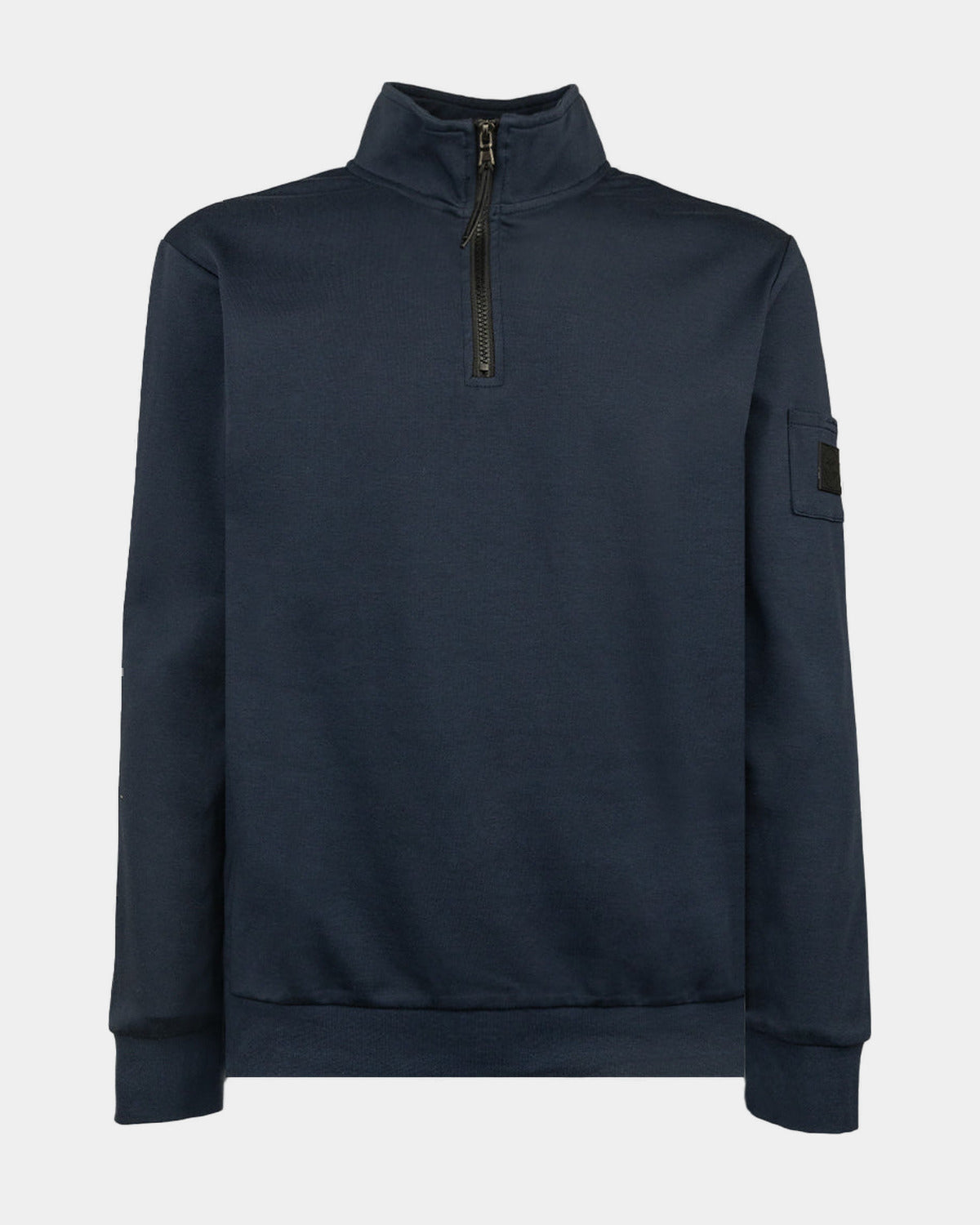 SWEAT-SHIRT COL CHEMINÉ NAVY, vue de face sur fond clair
