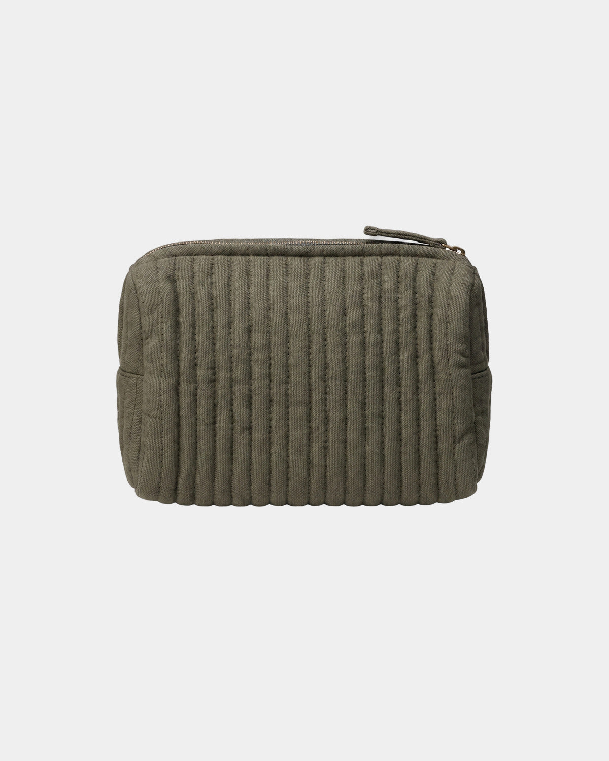 Pochette small en coton kaki, vue de dos sur fond clair